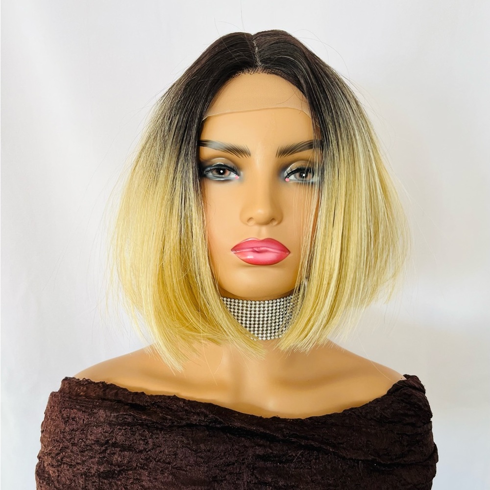 Ombre Golden Blonde 🖤💛 Premium Fiber Lace Front Wig for Daily Wear/Events